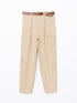 LC Waikiki Waist Belt Wide Fit Women's Trousers with Pocket Detail